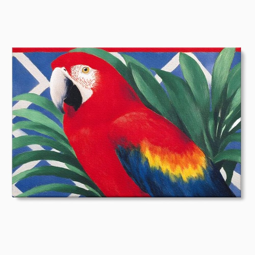 Tablou canvas cu tablou canvas cu papagal rosu, fara rama, pe sasiu de lemn